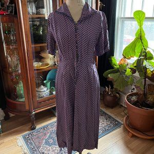 Vintage "Plus Korell Junior Woman" Purple/Blue/Pink Collared Patterned Dress